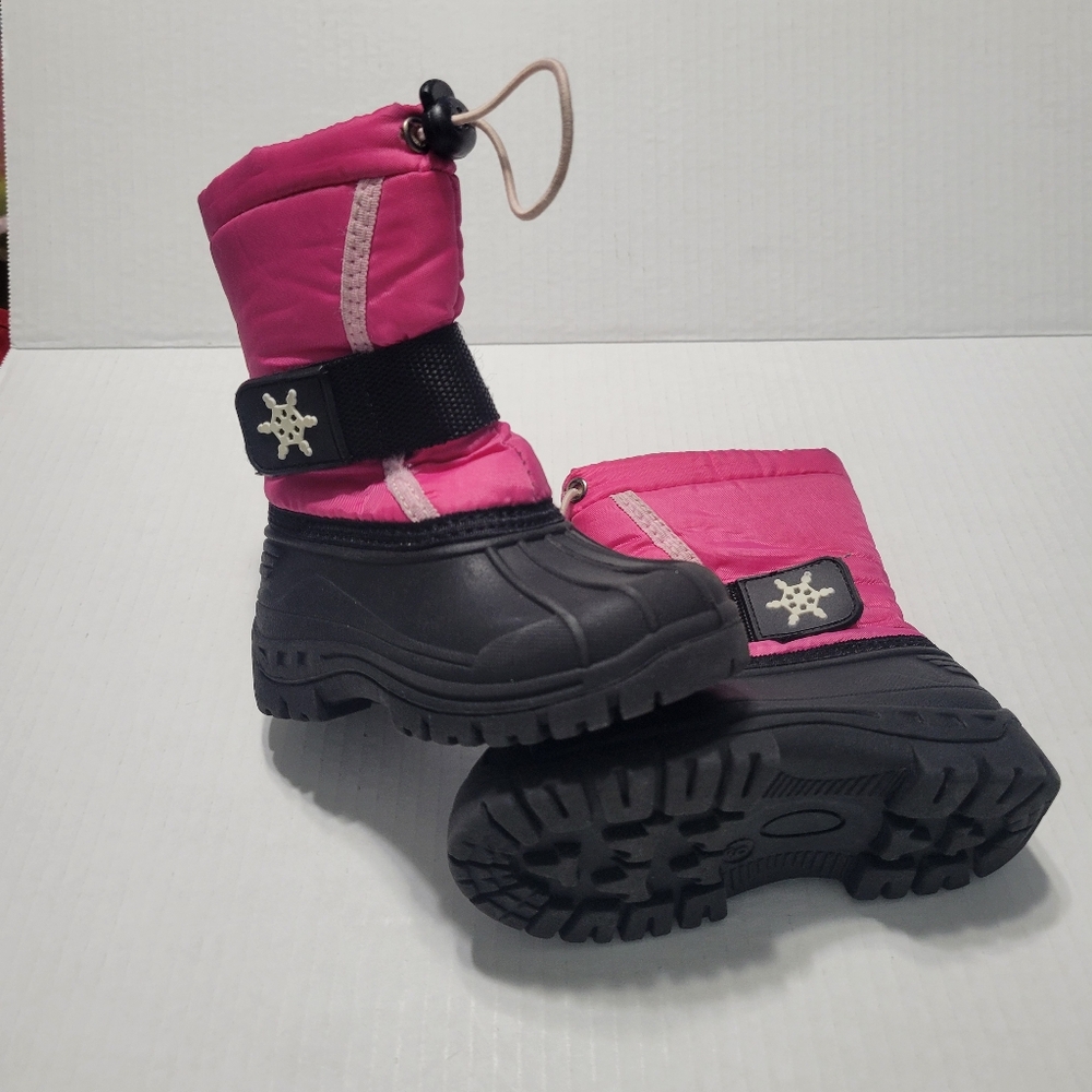Toddler Insulated Snow Boots Black and Pink Winter Boots, kids 6